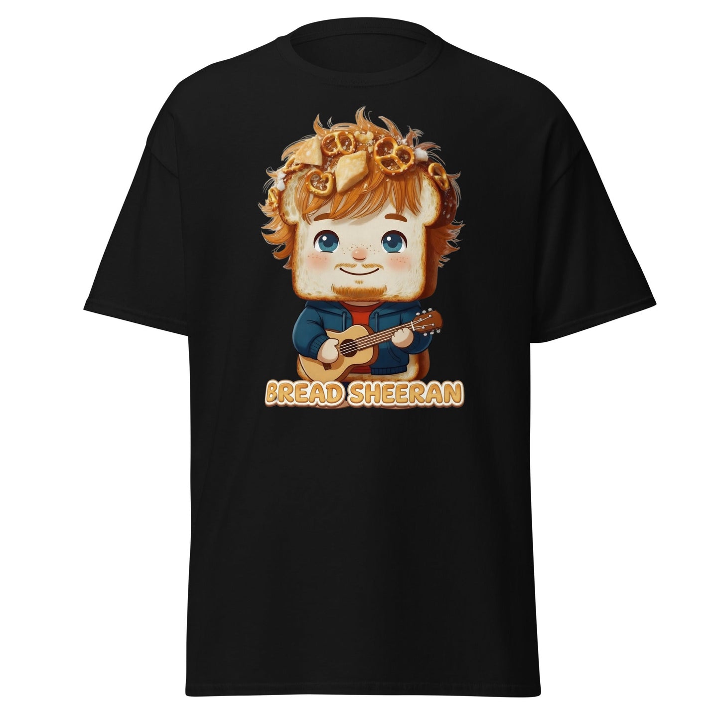 Bread Sheeran Funny Musician Pun T-Shirt | Punny Graphic Tee - Black - T-Shirts Online