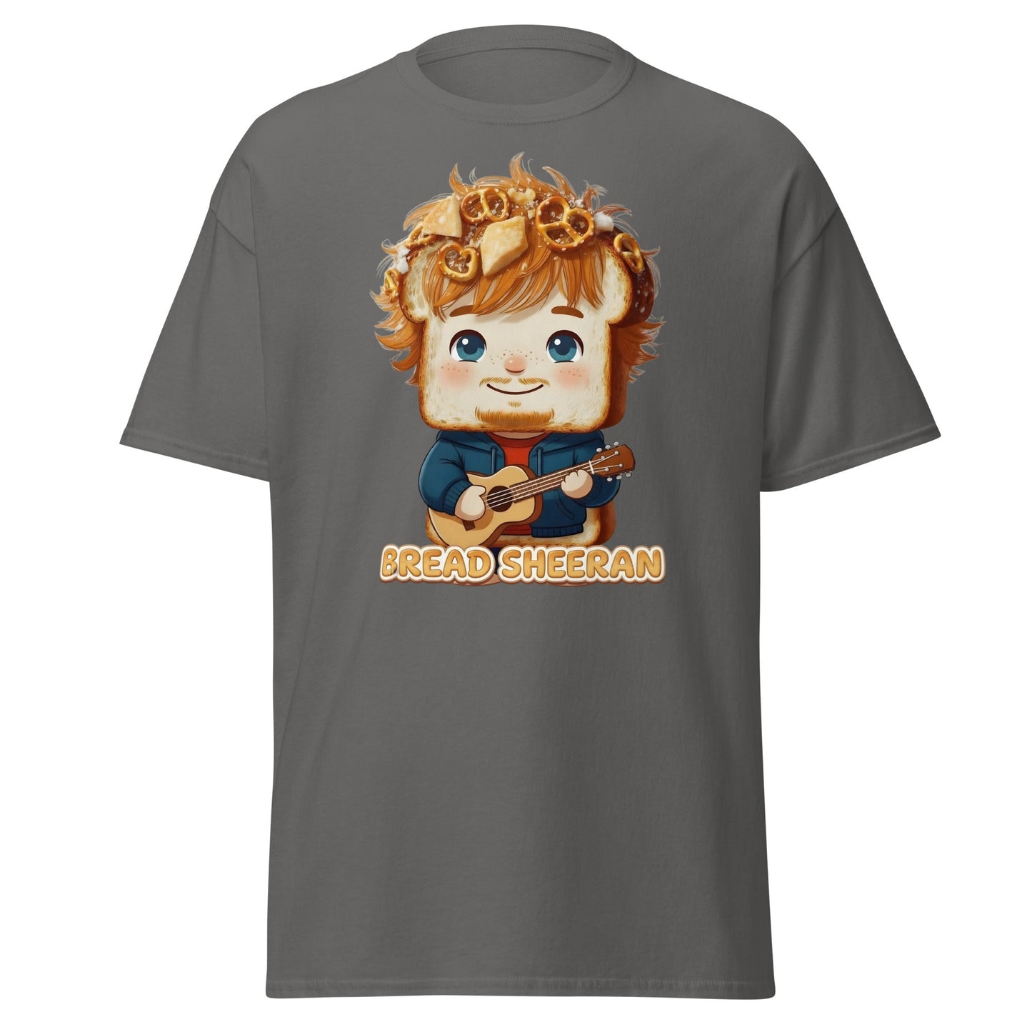 Bread Sheeran Funny Musician Pun T-Shirt | Punny Graphic Tee - Charcoal - T-Shirts Online