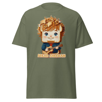 Bread Sheeran Funny Musician Pun T-Shirt | Punny Graphic Tee - Military Green - T-Shirts Online