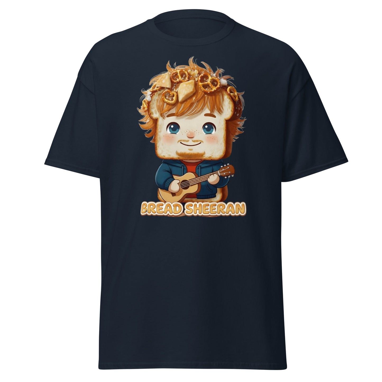 Bread Sheeran Funny Musician Pun T-Shirt | Punny Graphic Tee - Navy - T-Shirts Online