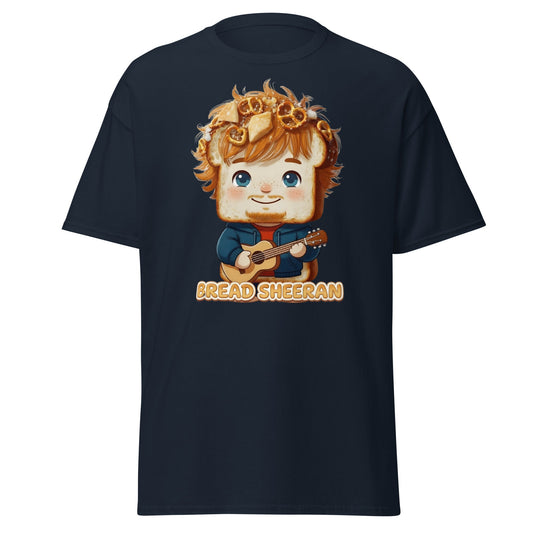 Bread Sheeran Funny Musician Pun T-Shirt | Punny Graphic Tee - Navy - T-Shirts Online