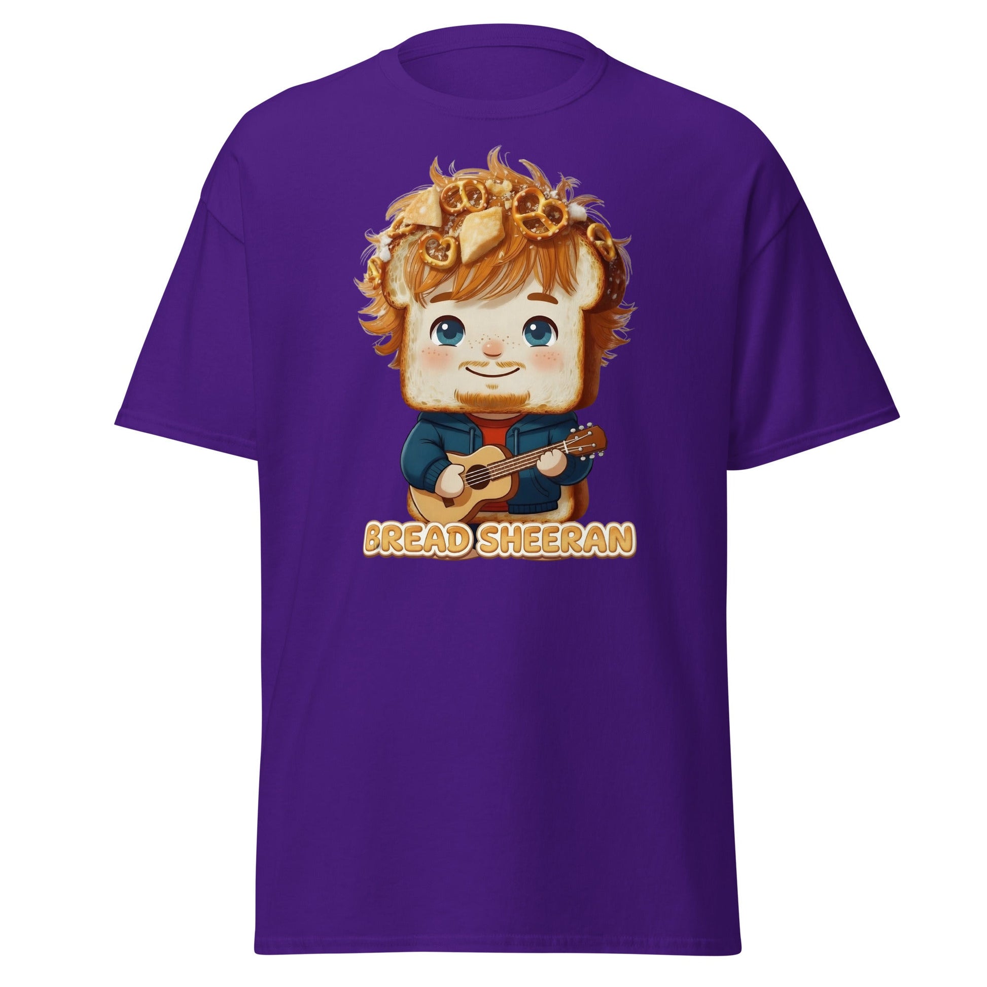 Bread Sheeran Funny Musician Pun T-Shirt | Punny Graphic Tee - Purple - T-Shirts Online