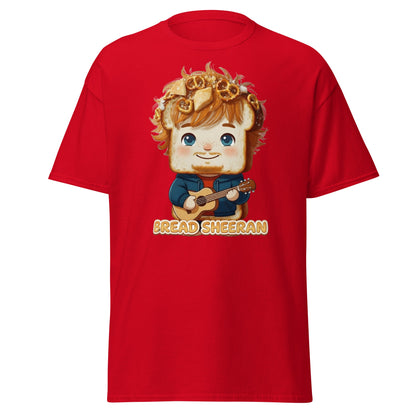 Bread Sheeran Funny Musician Pun T-Shirt | Punny Graphic Tee - Red - T-Shirts Online