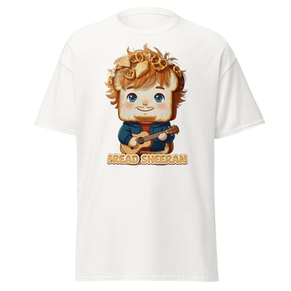 Bread Sheeran Funny Musician Pun T-Shirt | Punny Graphic Tee - White - T-Shirts Online