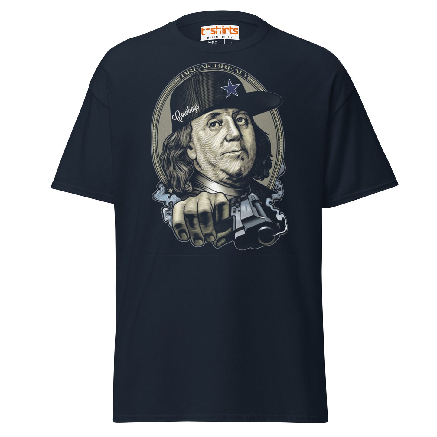 Break Bread T-Shirt – Street Art Money Parody Tee - Navy - T-Shirts Online