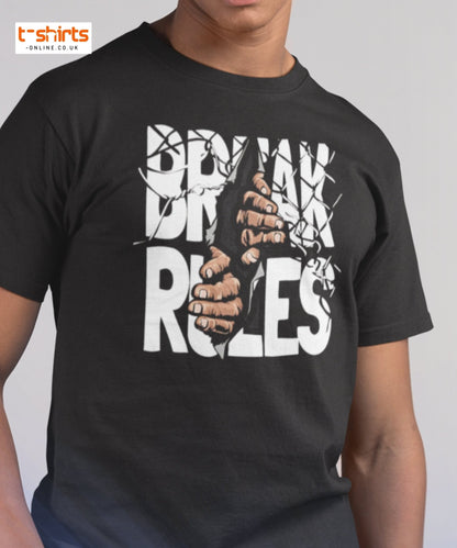 Break Rules T-Shirt | Bold Rebellion Graphic Tee - Black - T-Shirts Online