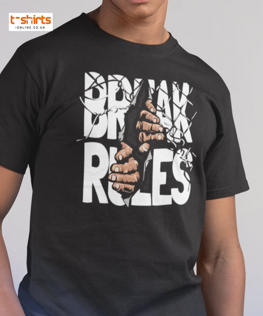 Break Rules T-Shirt | Bold Rebellion Graphic Tee - Black - T-Shirts Online
