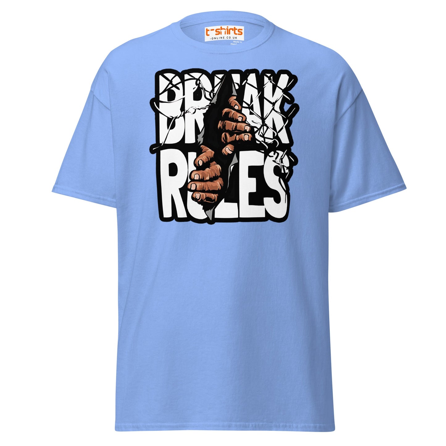 Break Rules T-Shirt | Bold Rebellion Graphic Tee - Carolina Blue - T-Shirts Online