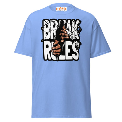 Break Rules T-Shirt | Bold Rebellion Graphic Tee - Carolina Blue - T-Shirts Online