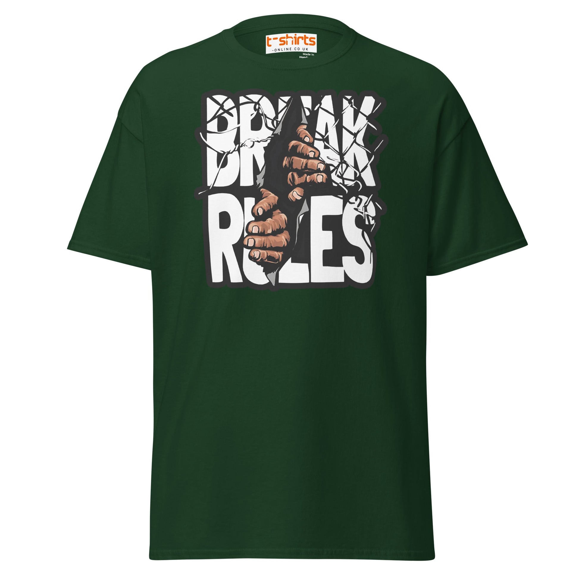 Break Rules T-Shirt | Bold Rebellion Graphic Tee - Forest Green - T-Shirts Online