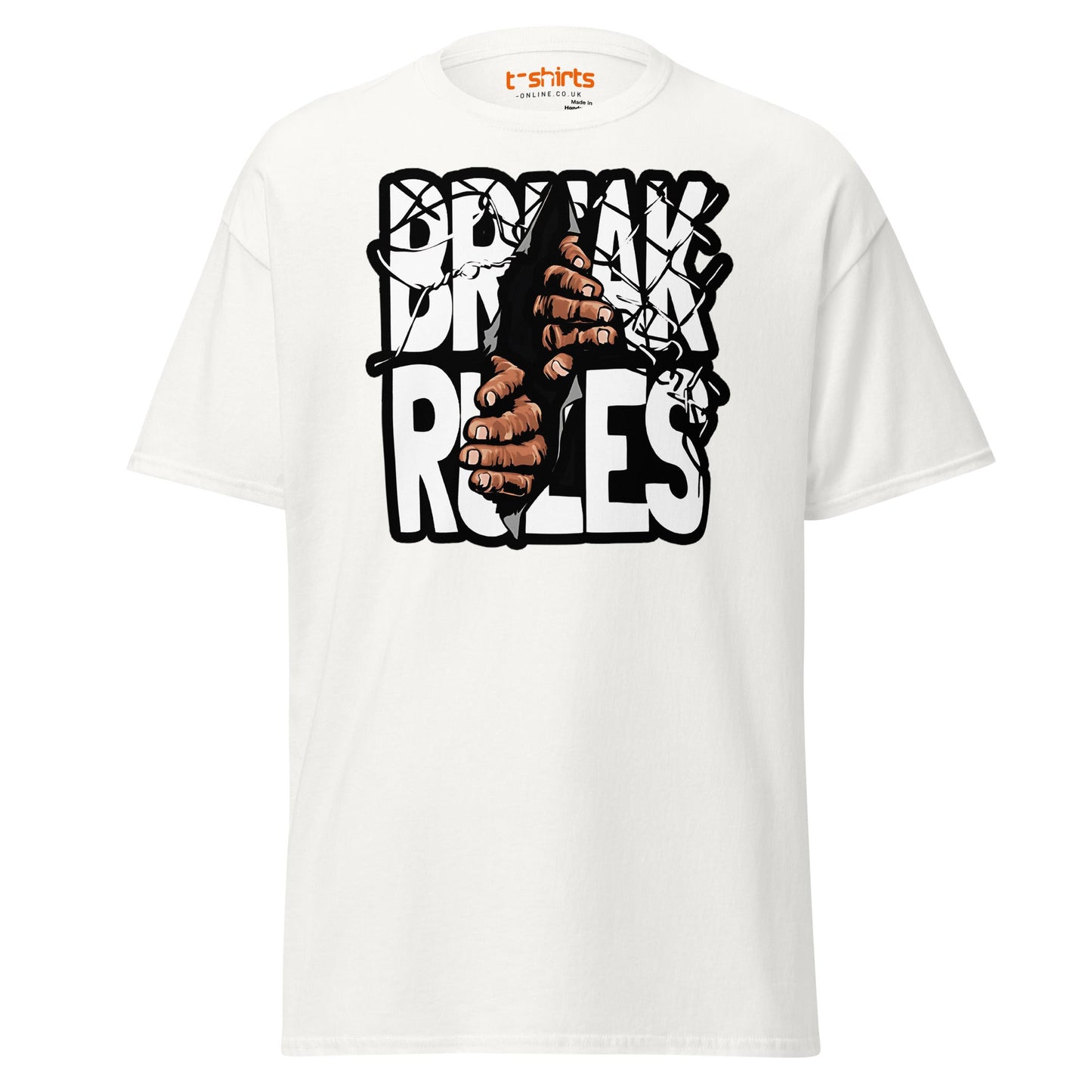 Break Rules T-Shirt | Bold Rebellion Graphic Tee - White - T-Shirts Online