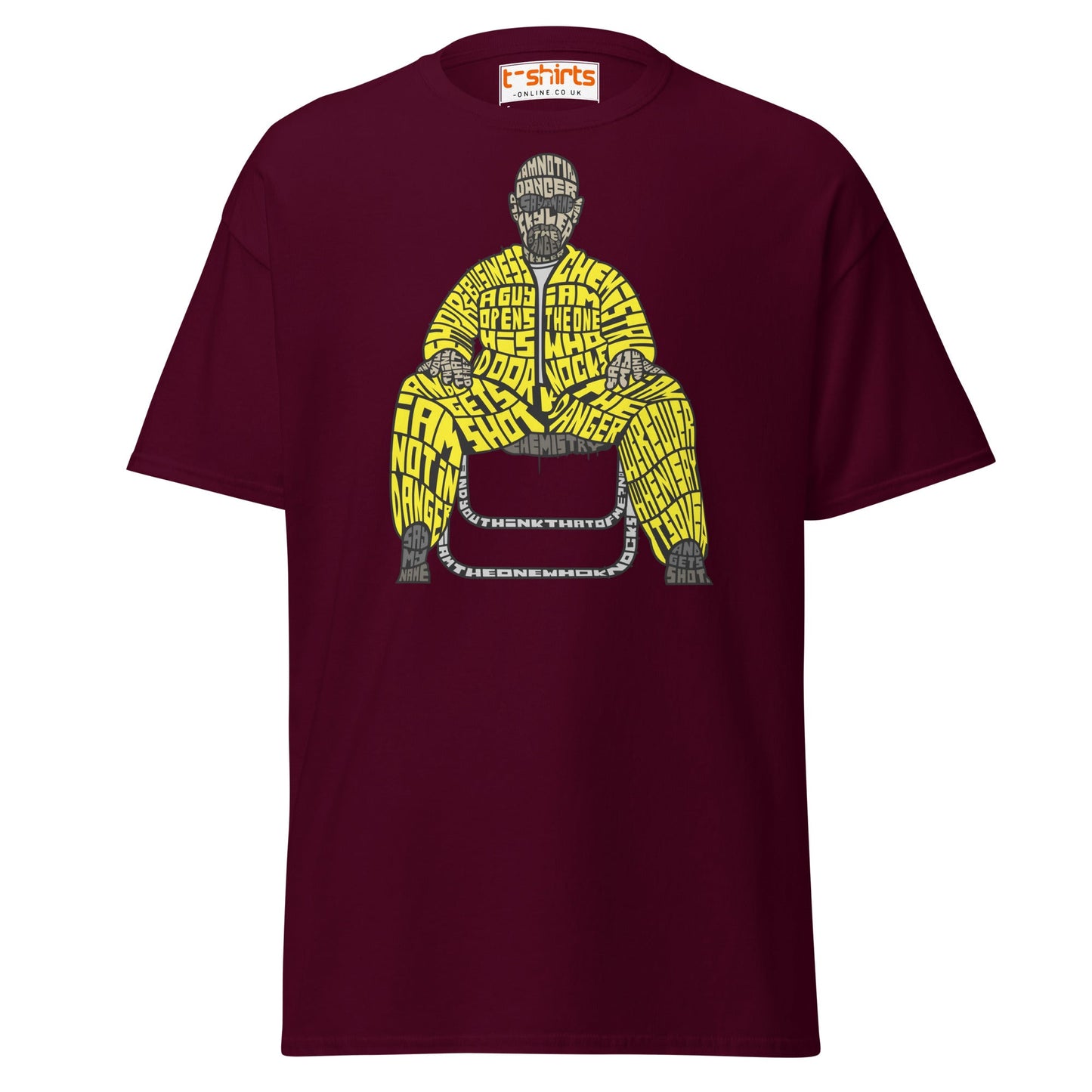 Breaking Bad Calligram T-Shirt| Walter White Fan Art Tee - Maroon - T-Shirts Online