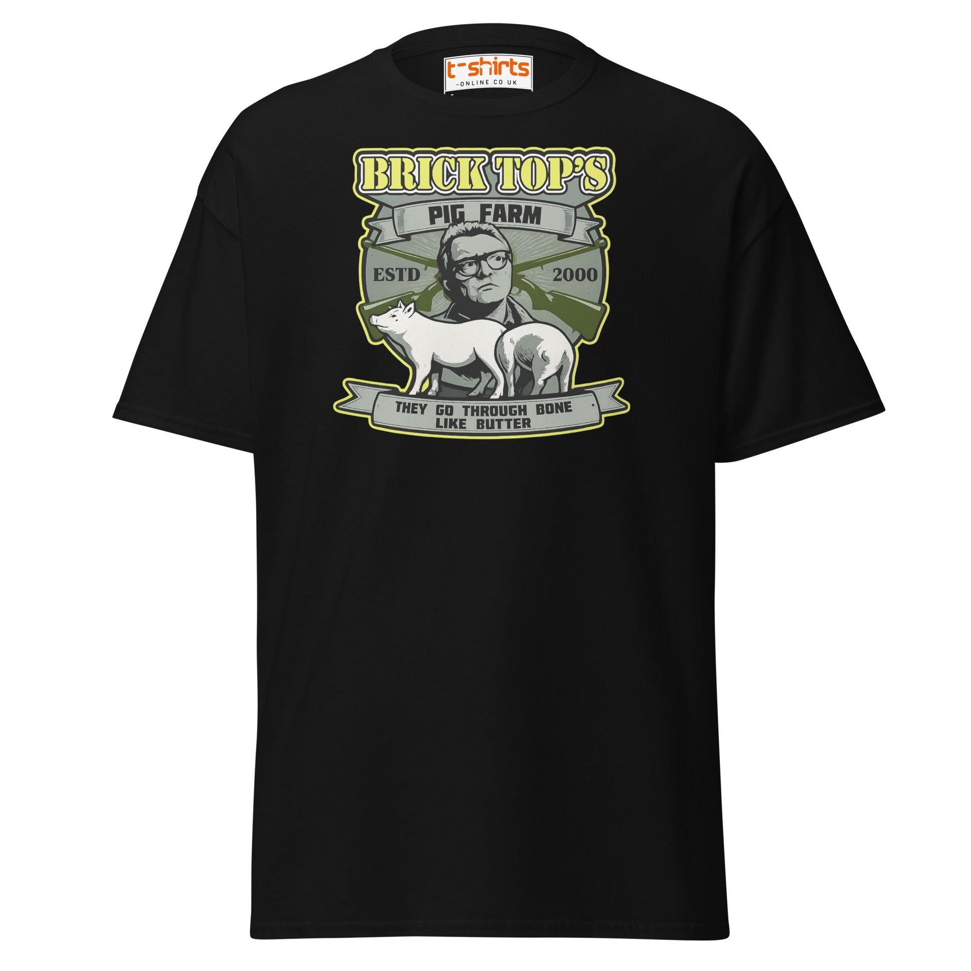 Brick Top’s Pig Farm T-Shirt – Cult Movie Parody - Black - T-Shirts Online