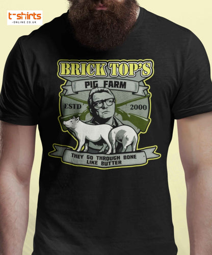 Brick Top’s Pig Farm T-Shirt – Cult Movie Parody - Black - T-Shirts Online