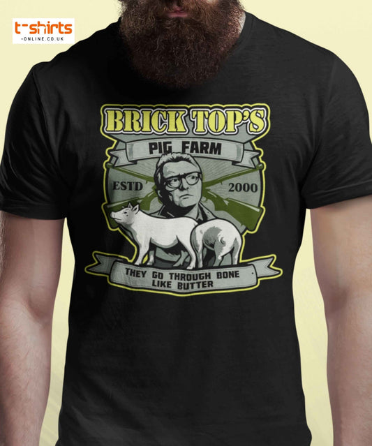 Brick Top’s Pig Farm T-Shirt – Cult Movie Parody - Black - T-Shirts Online