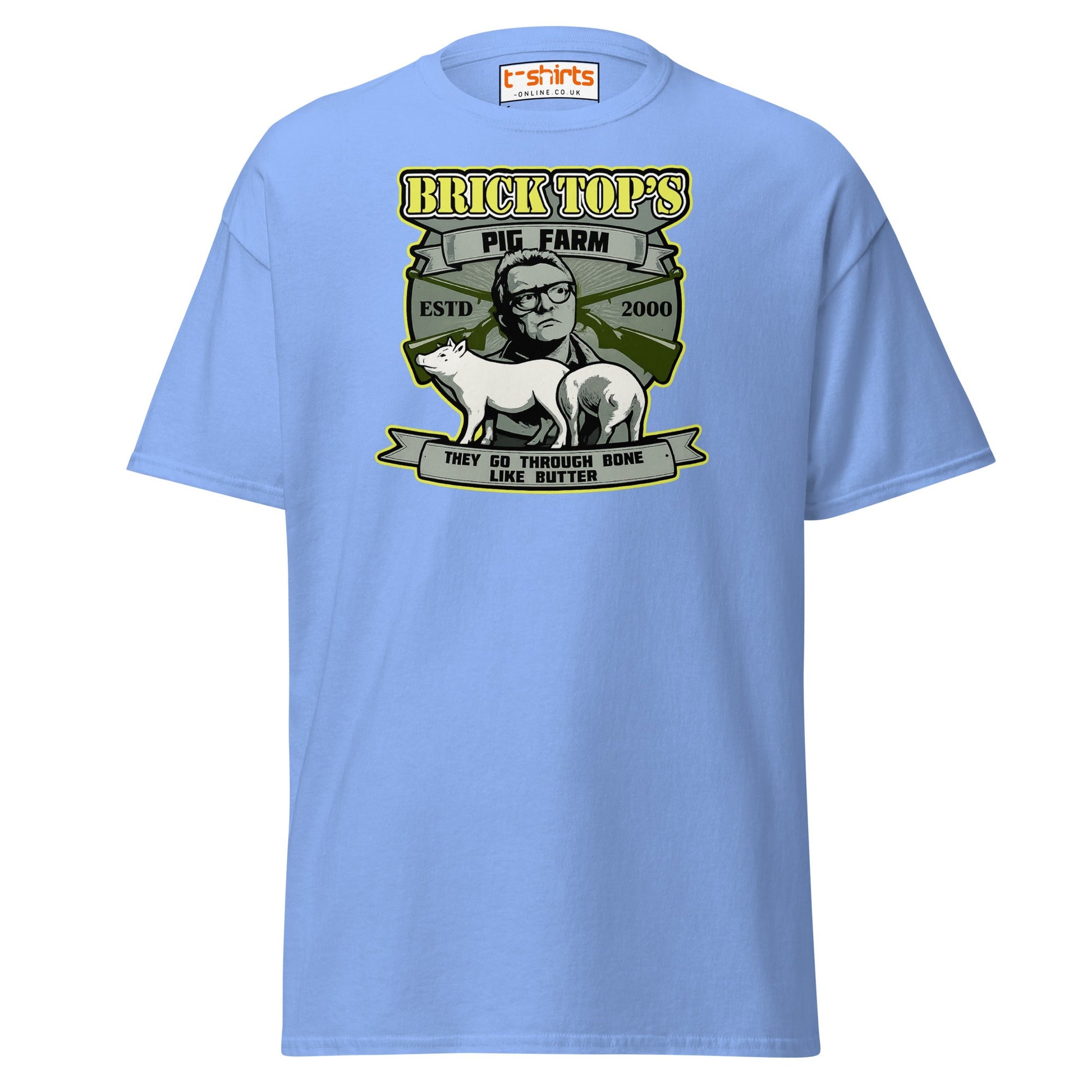 Brick Top’s Pig Farm T-Shirt – Cult Movie Parody - Carolina Blue - T-Shirts Online