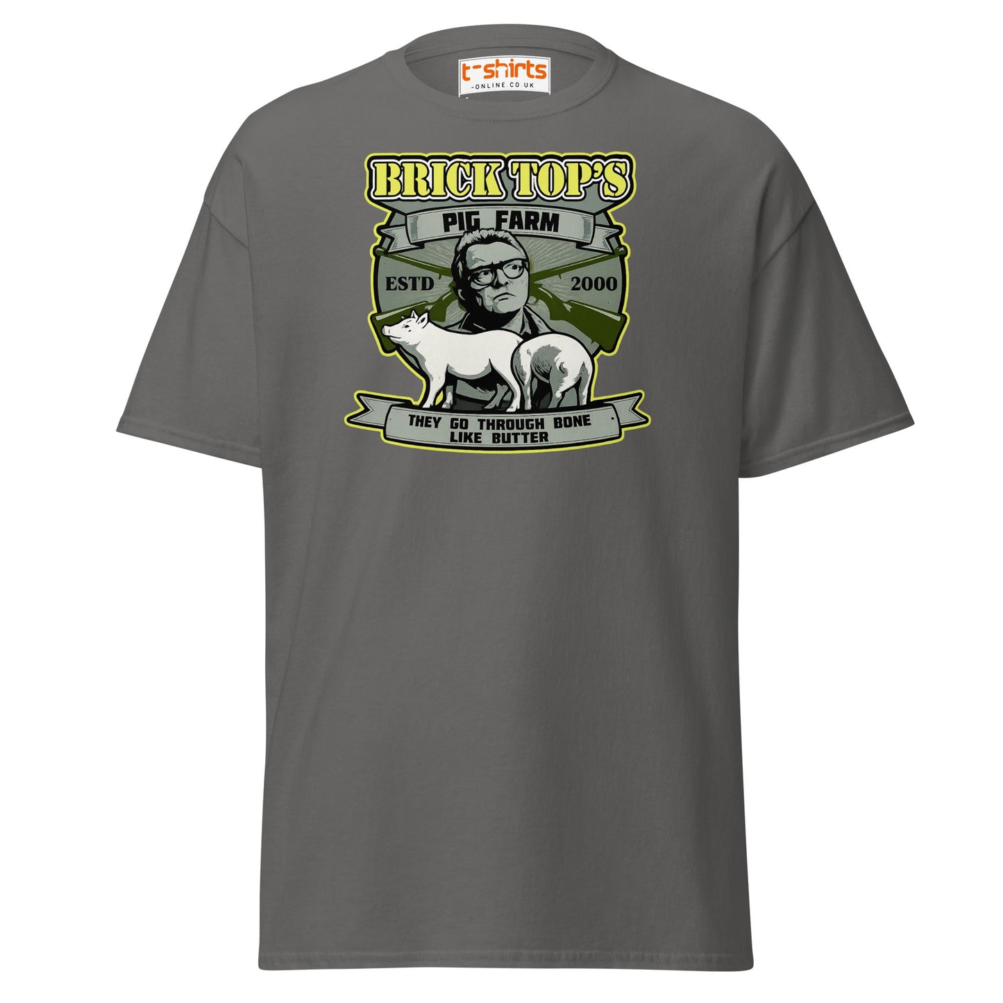 Brick Top’s Pig Farm T-Shirt – Cult Movie Parody - Charcoal - T-Shirts Online
