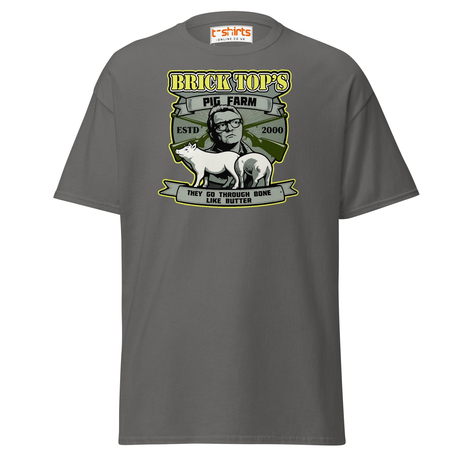 Brick Top’s Pig Farm T-Shirt – Cult Movie Parody - Charcoal - T-Shirts Online
