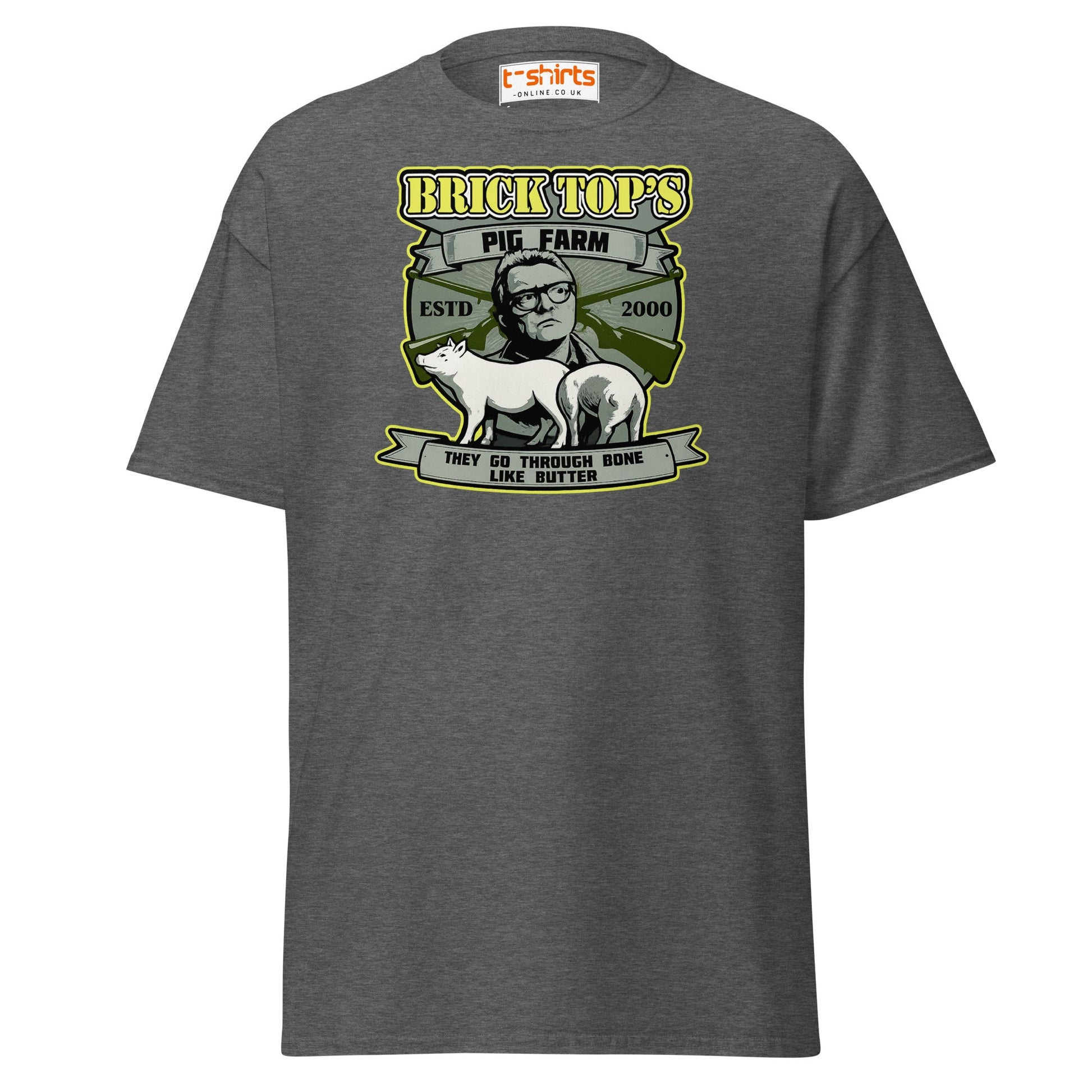 Brick Top’s Pig Farm T-Shirt – Cult Movie Parody - Dark Heather - T-Shirts Online