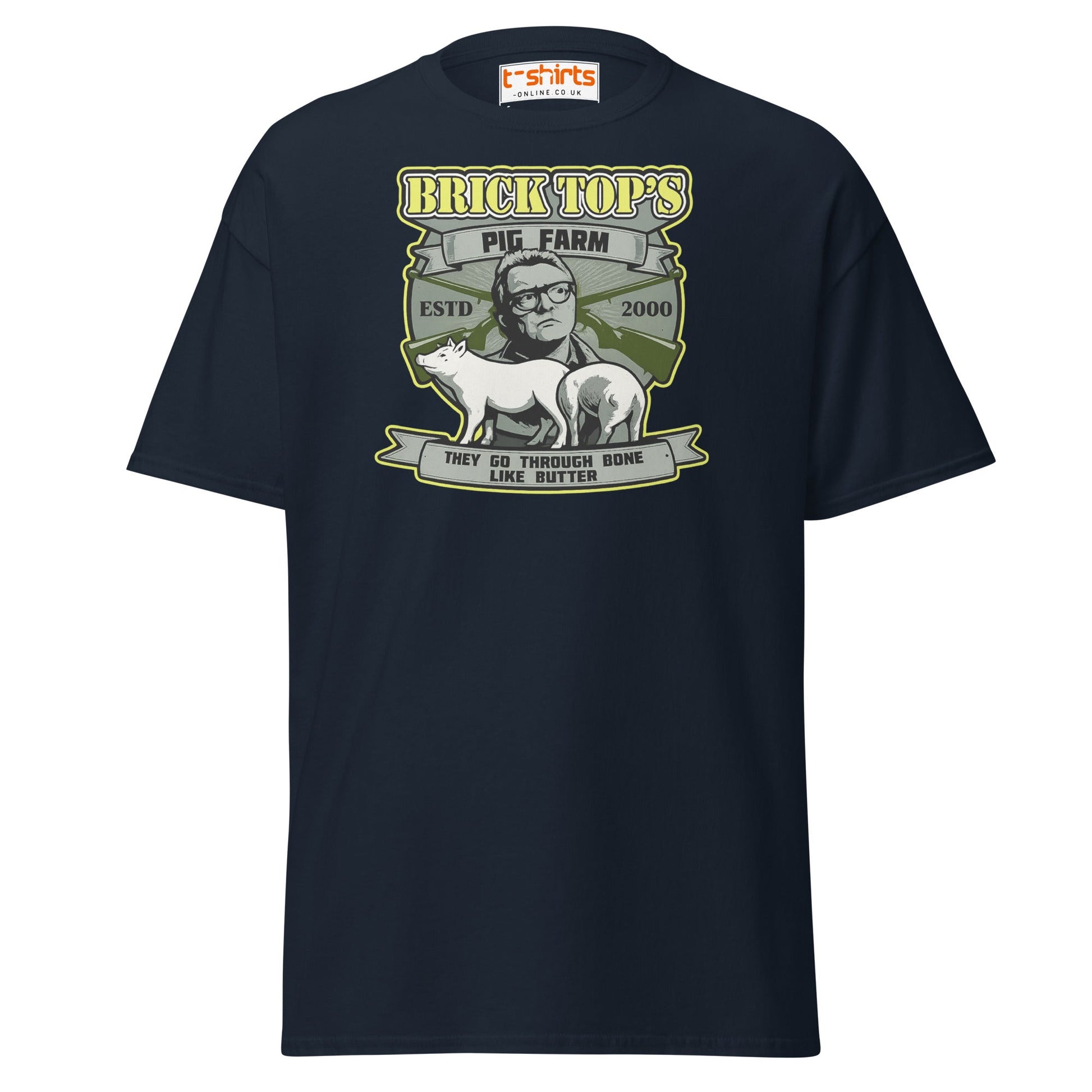 Brick Top’s Pig Farm T-Shirt – Cult Movie Parody - Navy - T-Shirts Online