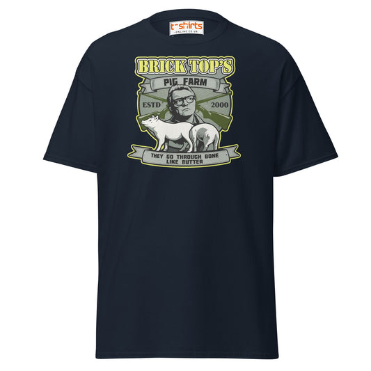 Brick Top’s Pig Farm T-Shirt – Cult Movie Parody - Navy - T-Shirts Online
