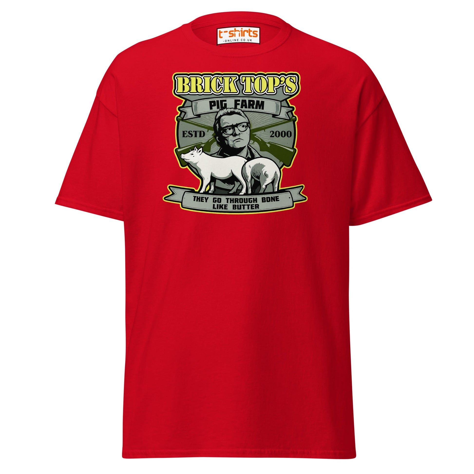 Brick Top’s Pig Farm T-Shirt – Cult Movie Parody - Red - T-Shirts Online