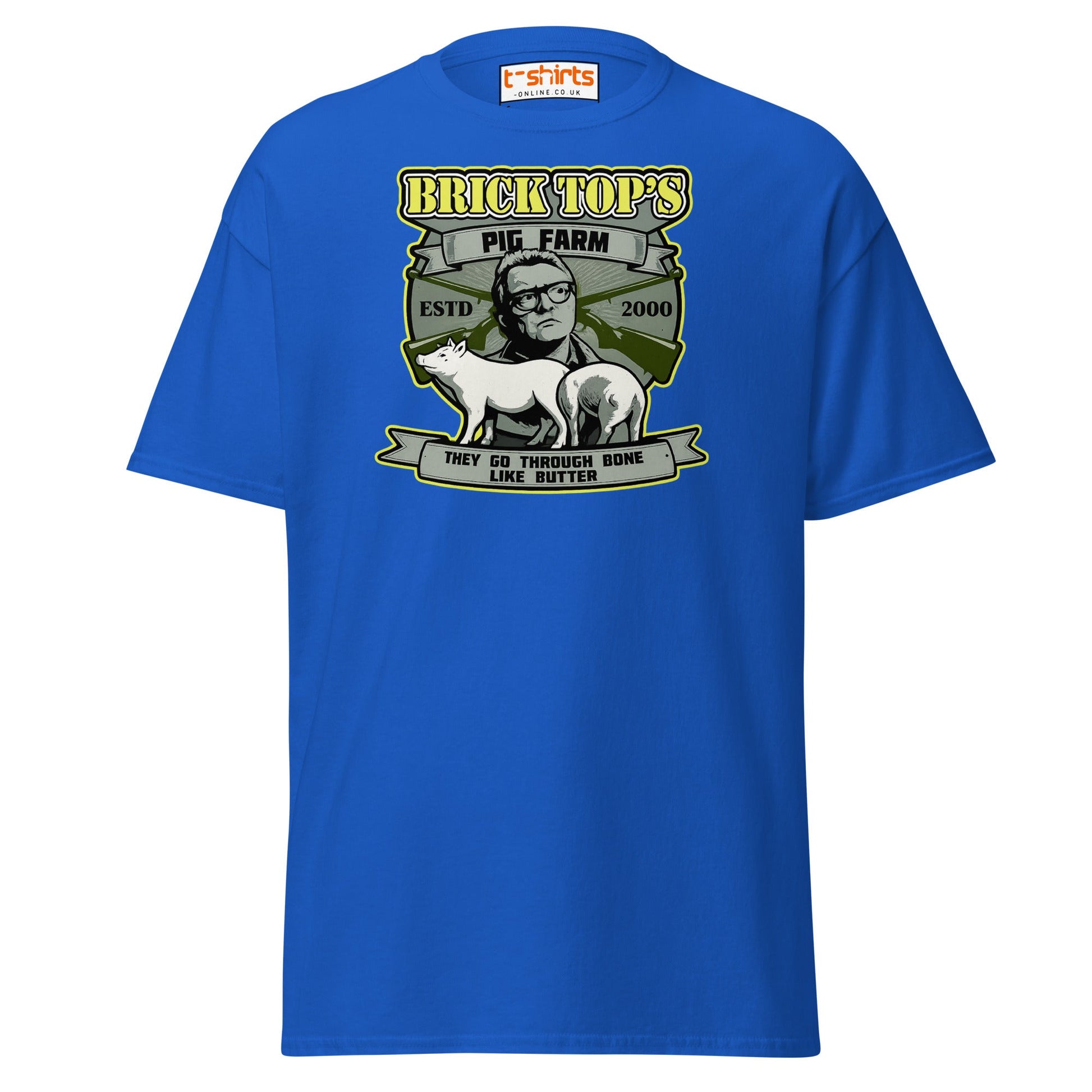Brick Top’s Pig Farm T-Shirt – Cult Movie Parody - Royal - T-Shirts Online