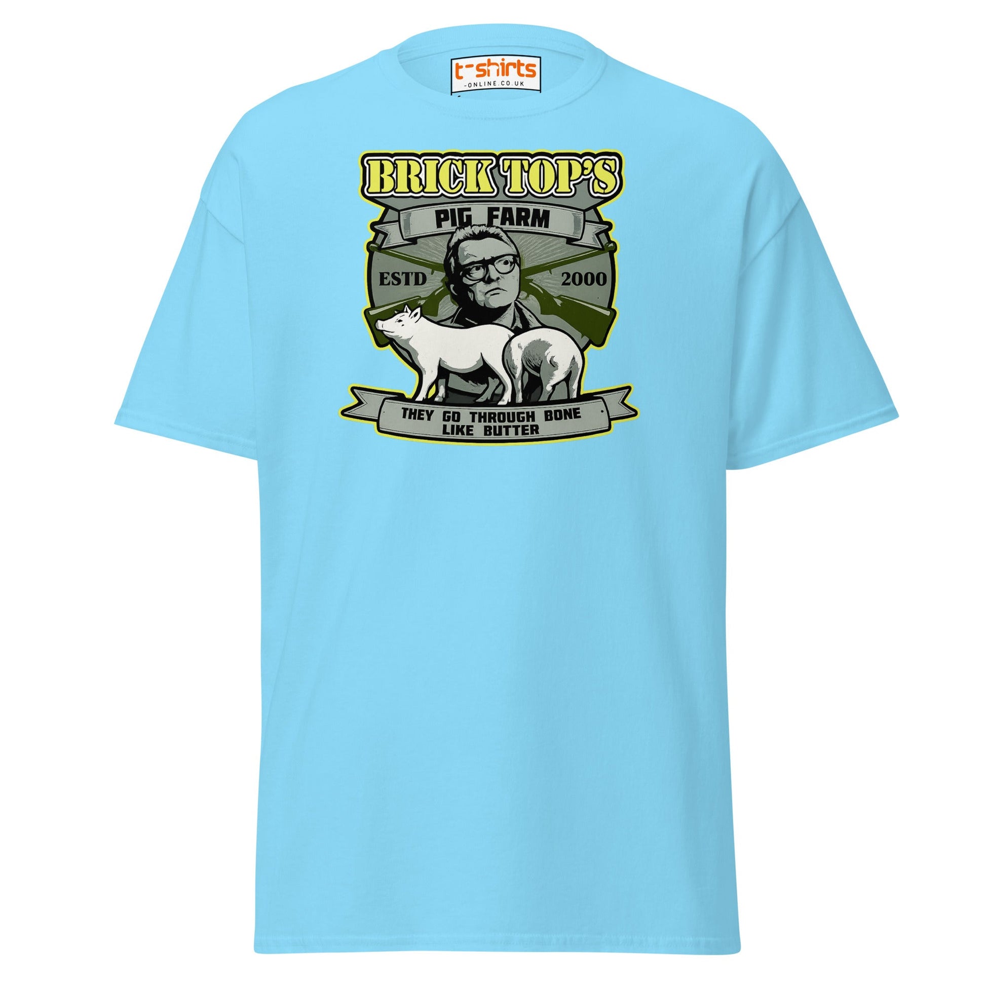 Brick Top’s Pig Farm T-Shirt – Cult Movie Parody - Sky - T-Shirts Online