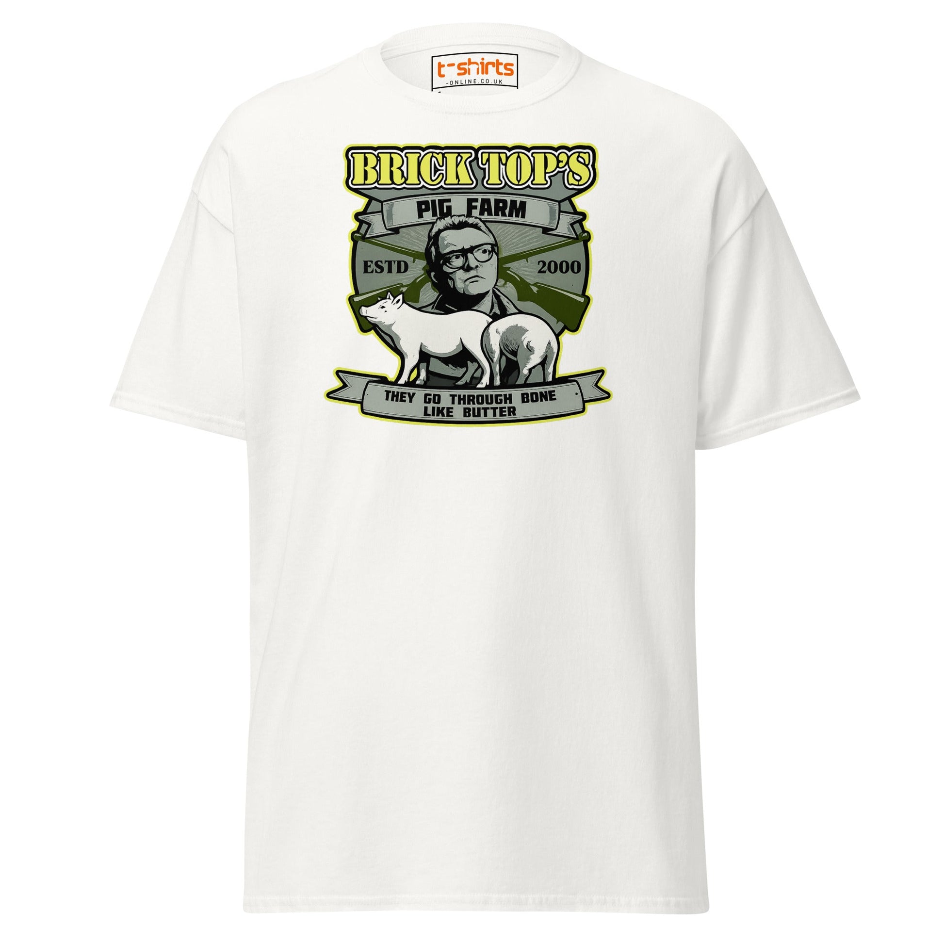 Brick Top’s Pig Farm T-Shirt – Cult Movie Parody - White - T-Shirts Online