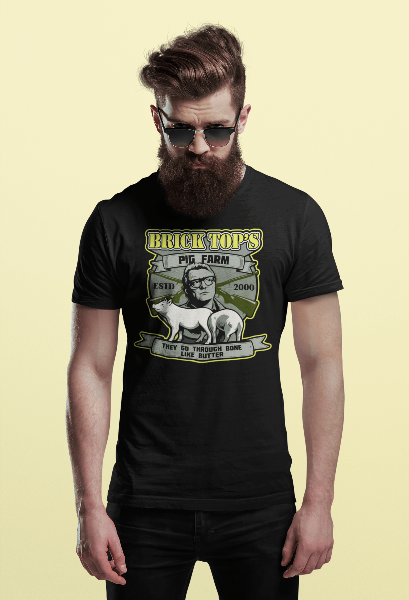 Brick Top’s Pig Farm T-Shirt – Cult Movie Parody - White - T-Shirts Online
