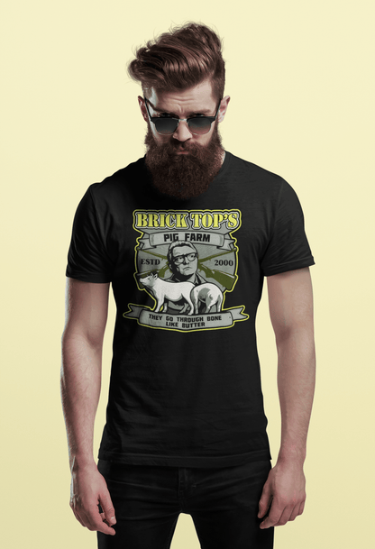 Brick Top’s Pig Farm T-Shirt – Cult Movie Parody - White - T-Shirts Online
