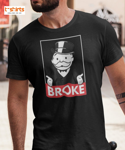 Broke T-Shirt | Funny Monopoly - Inspired Parody Tee - Black - T-Shirts Online