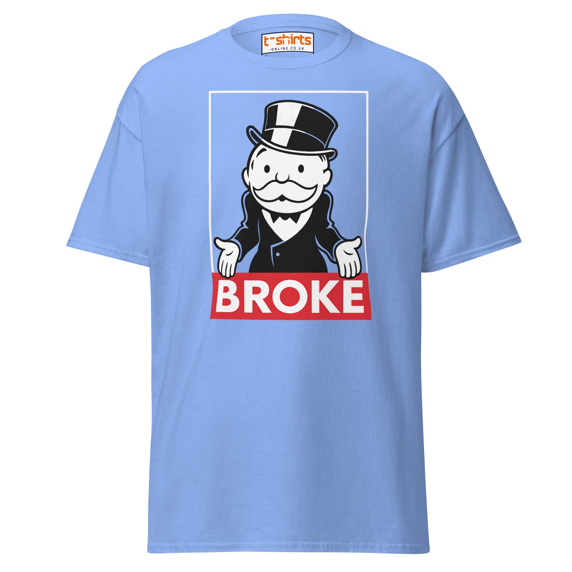 Broke T-Shirt | Funny Monopoly - Inspired Parody Tee - Carolina Blue - T-Shirts Online