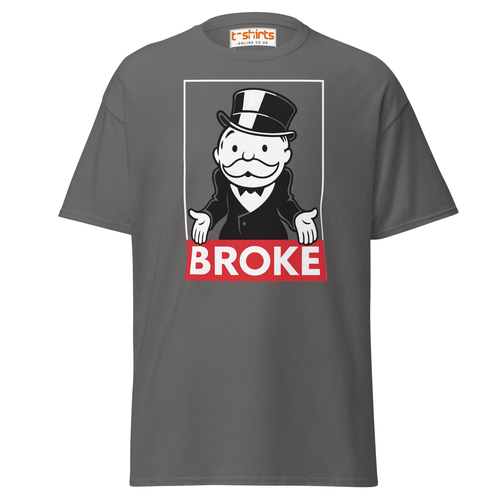 Broke T-Shirt | Funny Monopoly - Inspired Parody Tee - Charcoal - T-Shirts Online