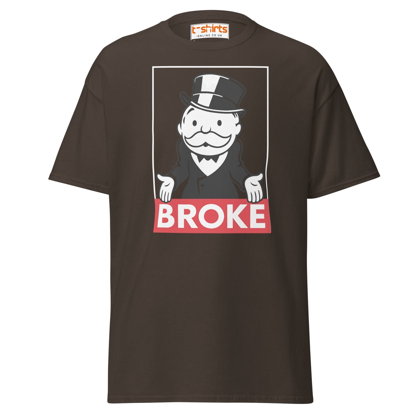 Broke T-Shirt | Funny Monopoly - Inspired Parody Tee - Dark Chocolate - T-Shirts Online