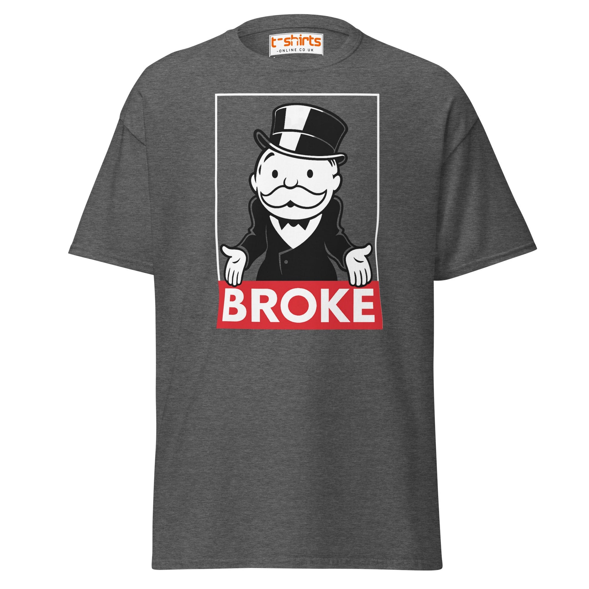 Broke T-Shirt | Funny Monopoly - Inspired Parody Tee - Dark Heather - T-Shirts Online