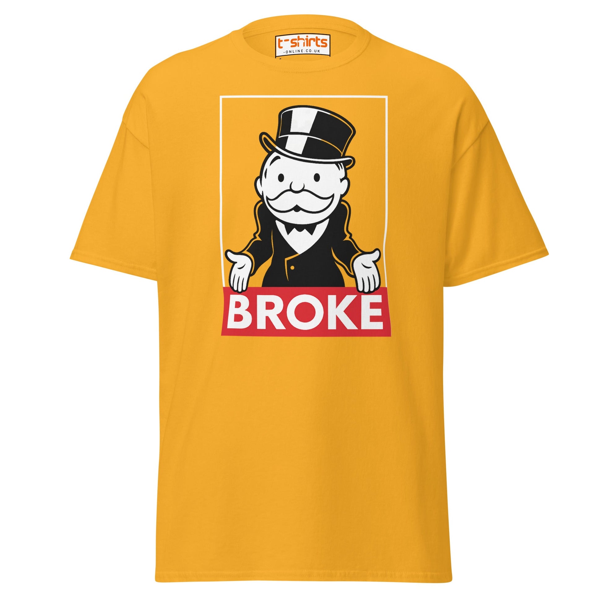 Broke T-Shirt | Funny Monopoly - Inspired Parody Tee - Gold - T-Shirts Online