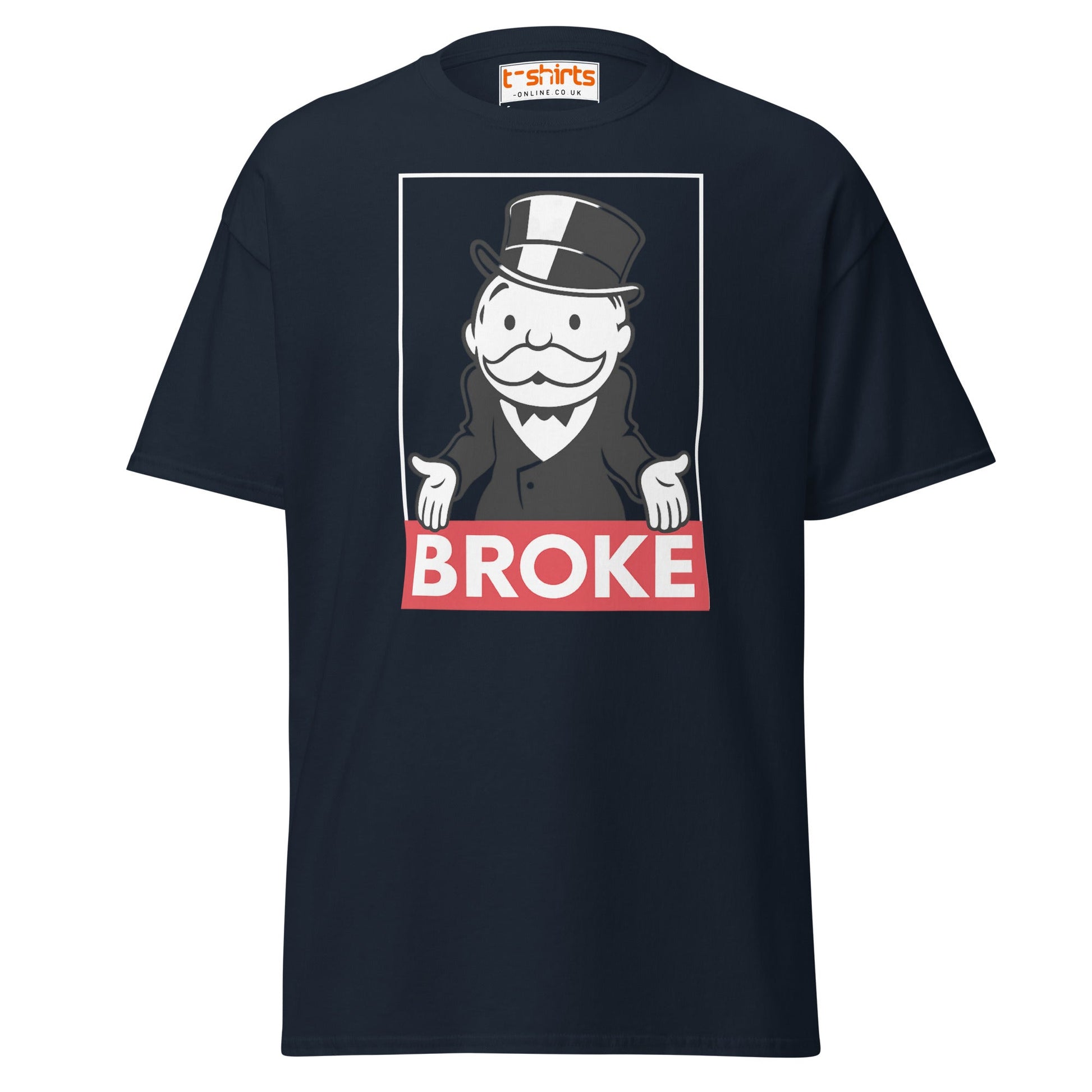 Broke T-Shirt | Funny Monopoly - Inspired Parody Tee - Navy - T-Shirts Online