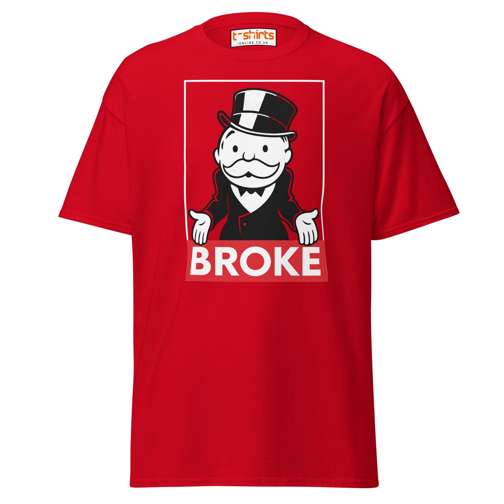Broke T-Shirt | Funny Monopoly - Inspired Parody Tee - Red - T-Shirts Online