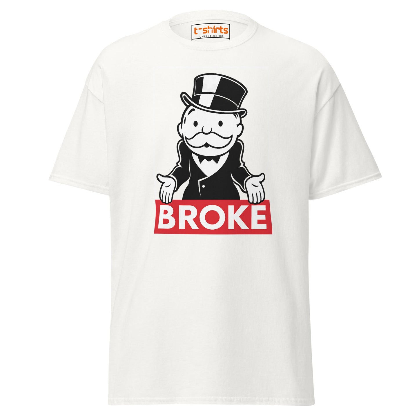 Broke T-Shirt | Funny Monopoly - Inspired Parody Tee - White - T-Shirts Online
