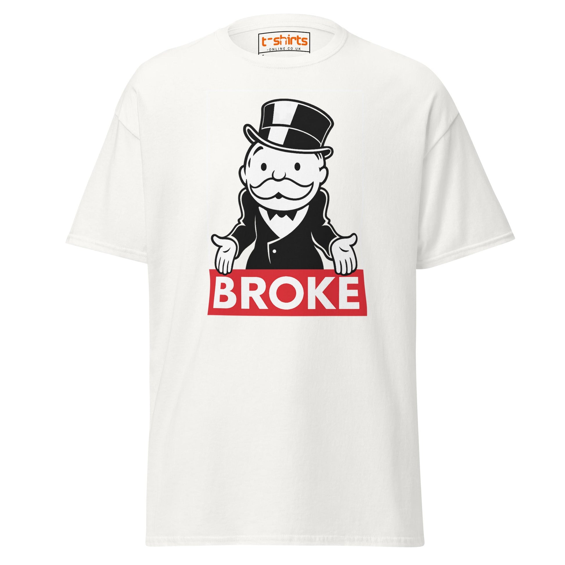 Broke T-Shirt | Funny Monopoly - Inspired Parody Tee - White - T-Shirts Online