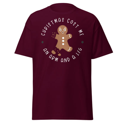 Broken Gingerbread Man T-Shirt | Funny Christmas Cookie Tee - Maroon - T-Shirts Online
