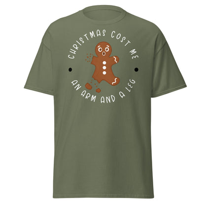 Broken Gingerbread Man T-Shirt | Funny Christmas Cookie Tee - Military Green - T-Shirts Online
