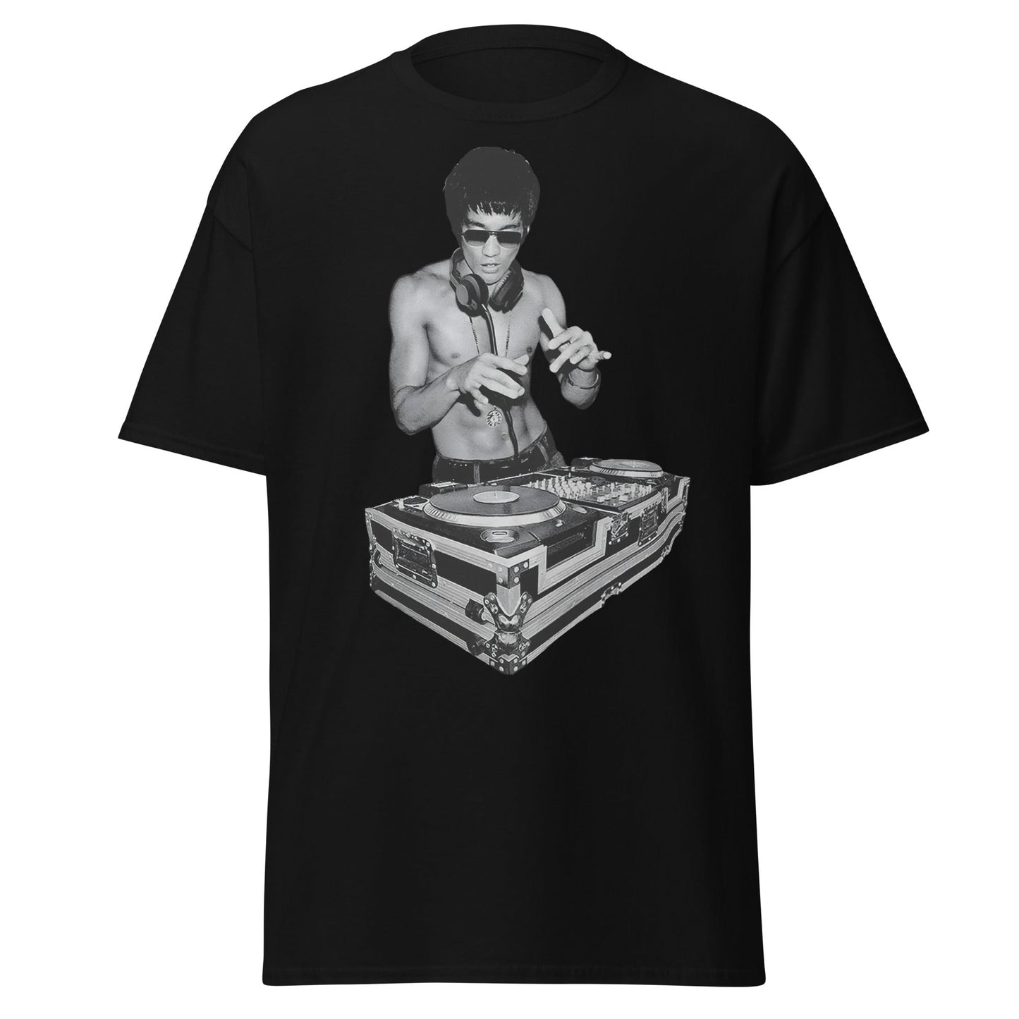 Bruce Lee DJ T-Shirt - Kung Fu Master Mixing Vinyl - Black - T-Shirts Online