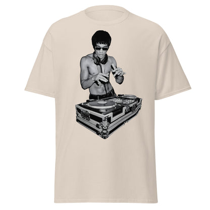 Bruce Lee DJ T-Shirt - Kung Fu Master Mixing Vinyl - Natural - T-Shirts Online