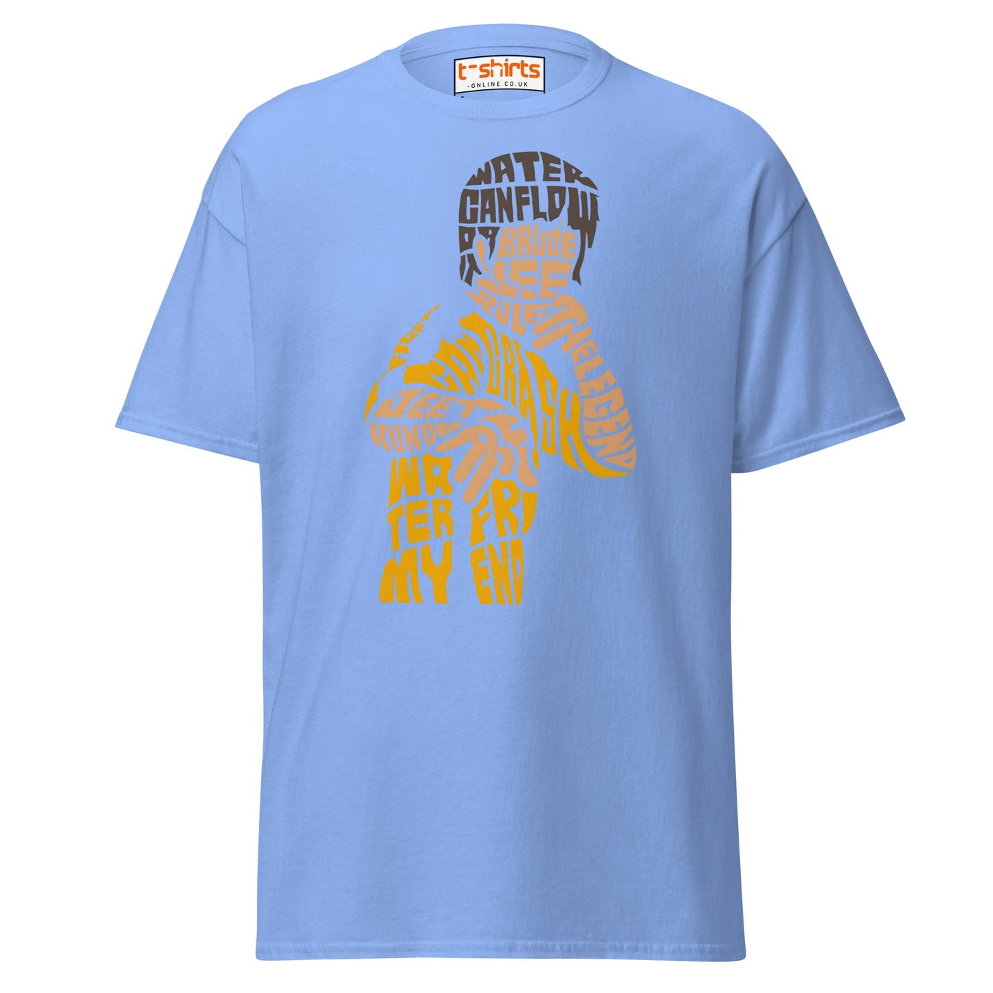 Bruce Lee Typography Art T-Shirt - Carolina Blue - T-Shirts Online