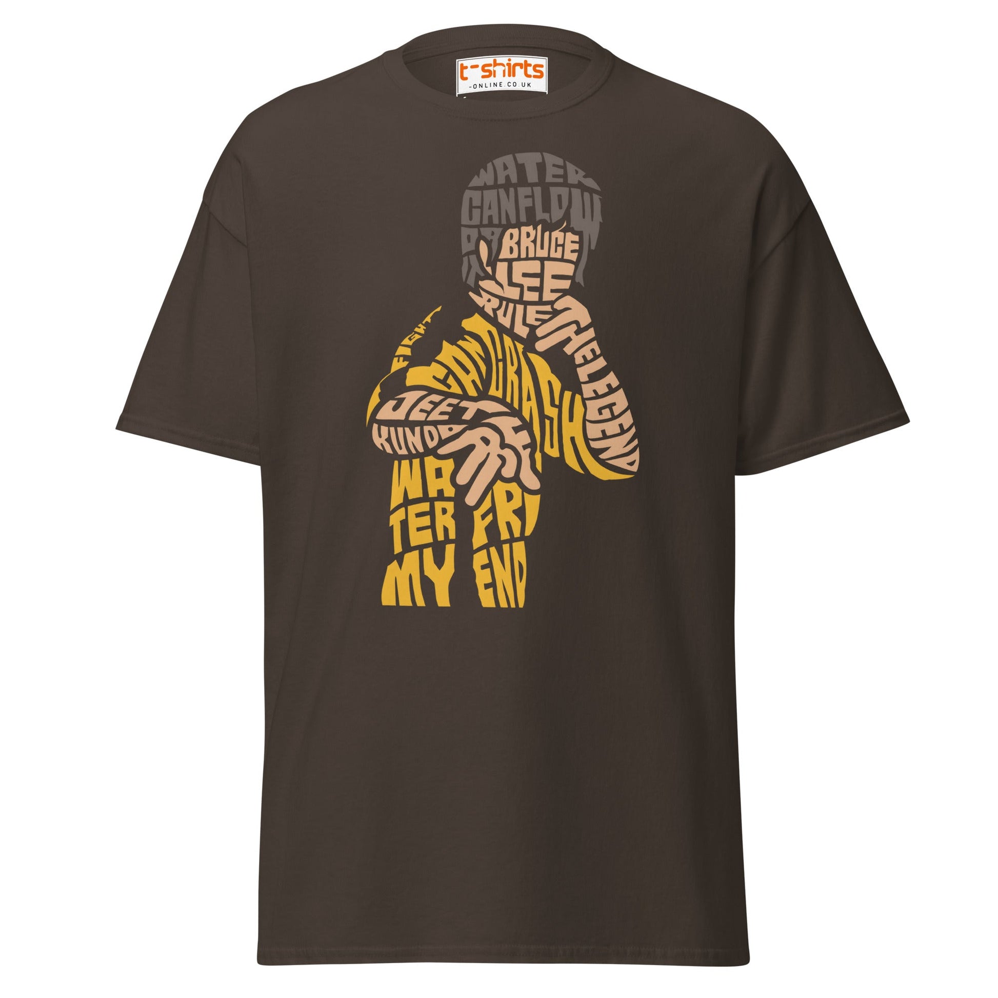 Bruce Lee Typography Art T-Shirt - Dark Chocolate - T-Shirts Online