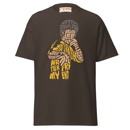 Bruce Lee Typography Art T-Shirt - Dark Chocolate - T-Shirts Online
