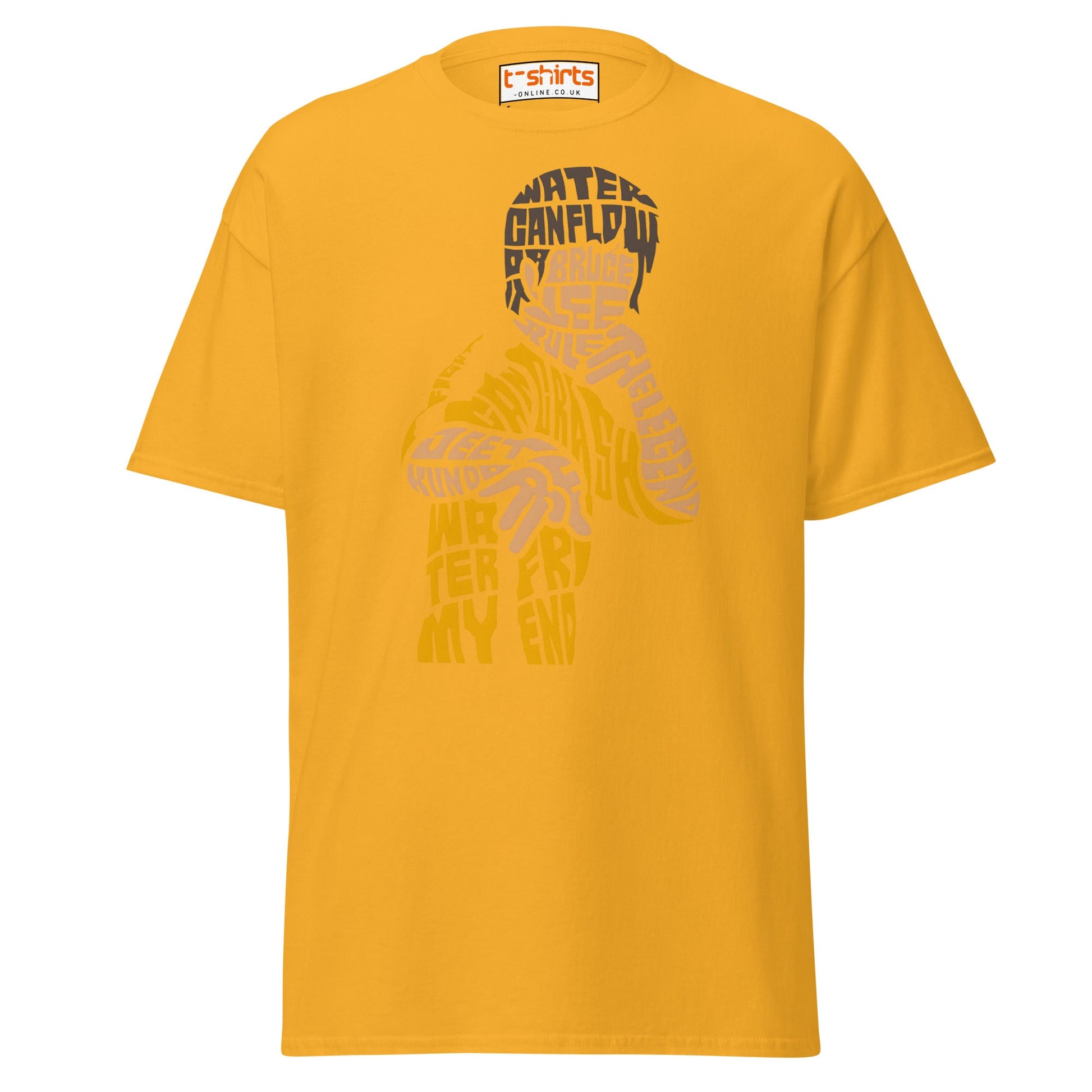 Bruce Lee Typography Art T-Shirt - Gold - T-Shirts Online