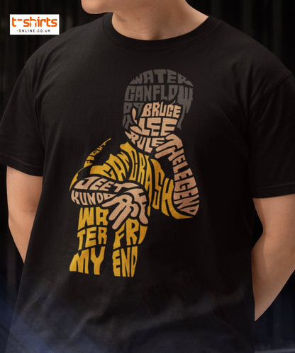 Bruce Lee Typography Art T-Shirt - Maroon - T-Shirts Online